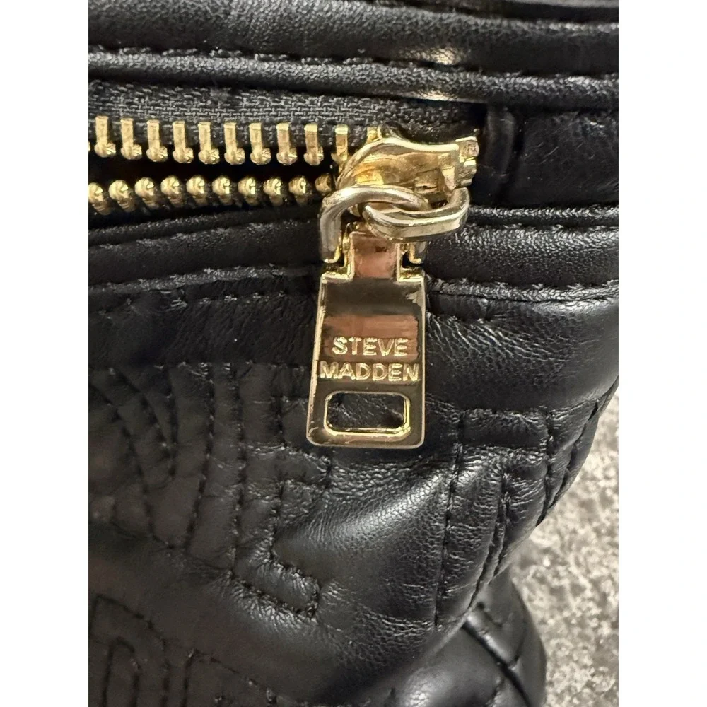 Steve Madden Black Embossed Logo Large Wristlet Clutch Bag